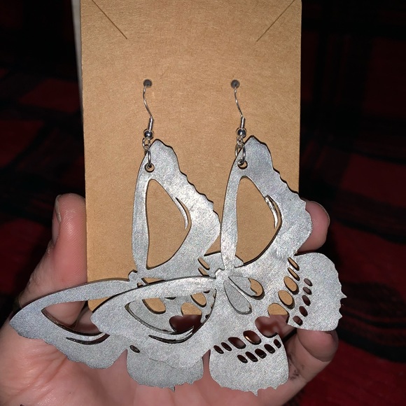 Butterfly skull earrings handmade - Picture 1 of 2